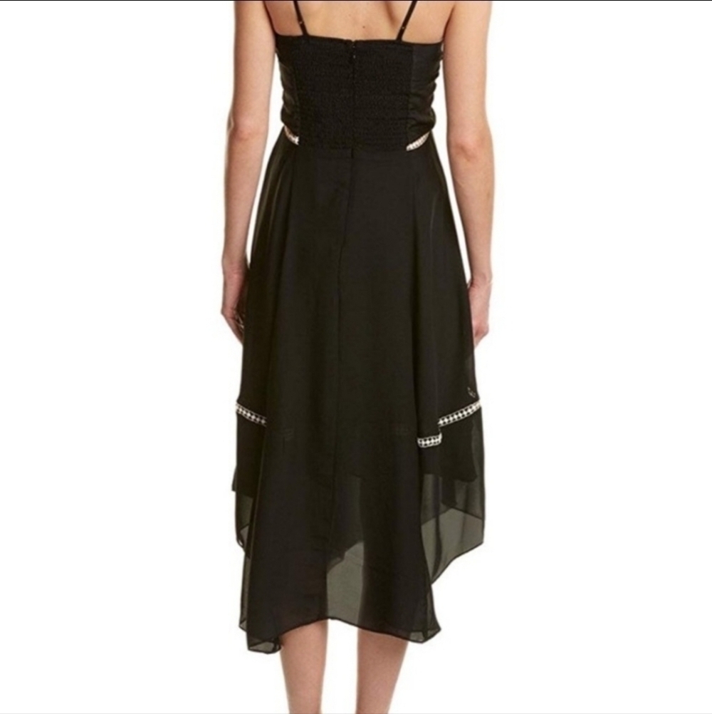 Parker Ruched Eyelet Asymmetrical Sheath Dress in Black Size XS - Picture 2 of 13